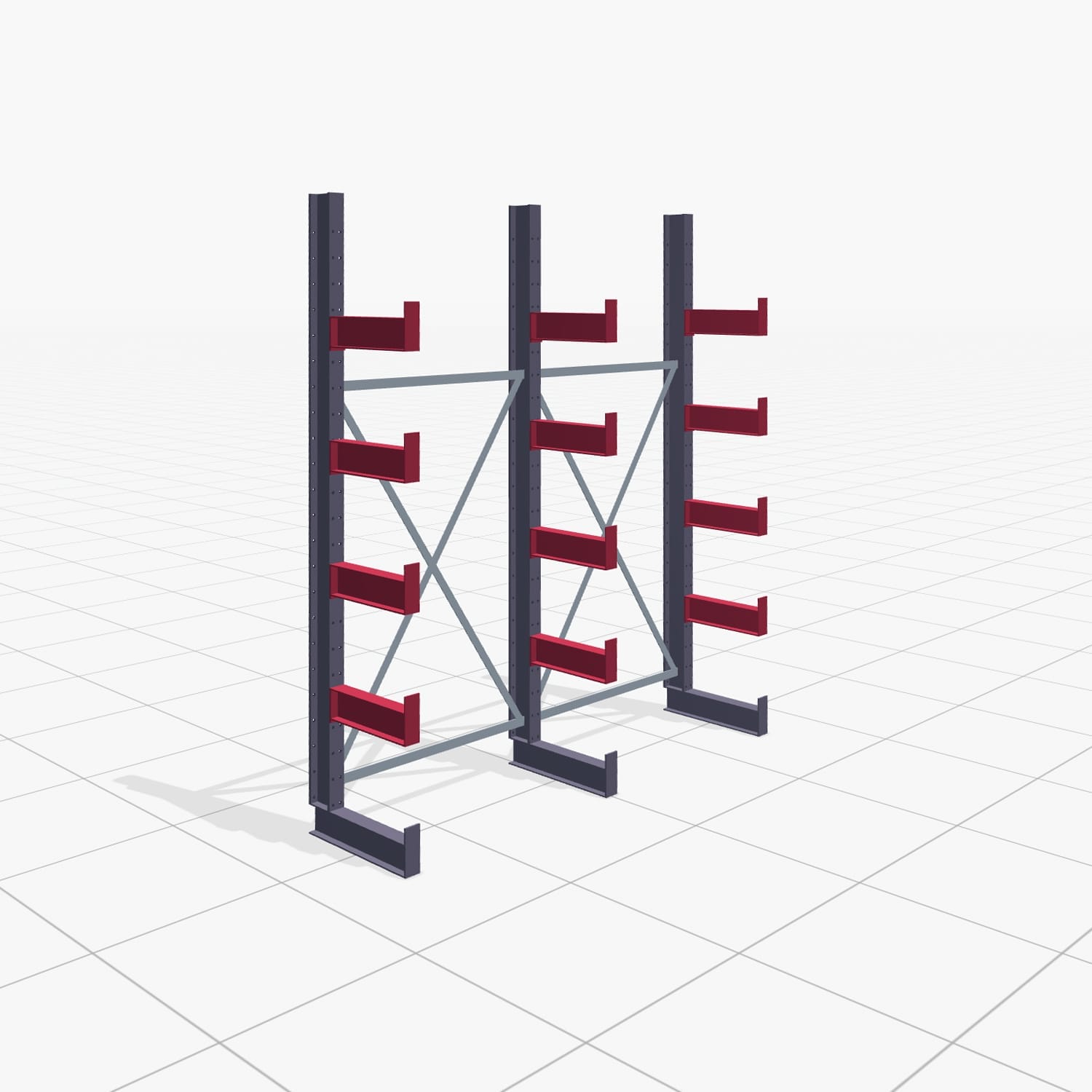 Kragarmregale Handbedient KHX 3000, H: 2.500 mm, B: 2066 mm, Armlänge: 400 mm (1.120 kg), Einseitige Nutzung
