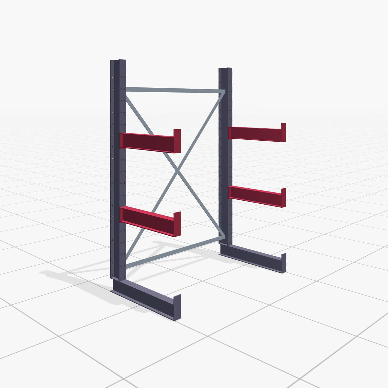 Kragarmregale Handbedient KHX 3000, H: 2.000 mm, B: 1350 mm, Armlänge: 600 mm (750 kg), Einseitige Nutzung