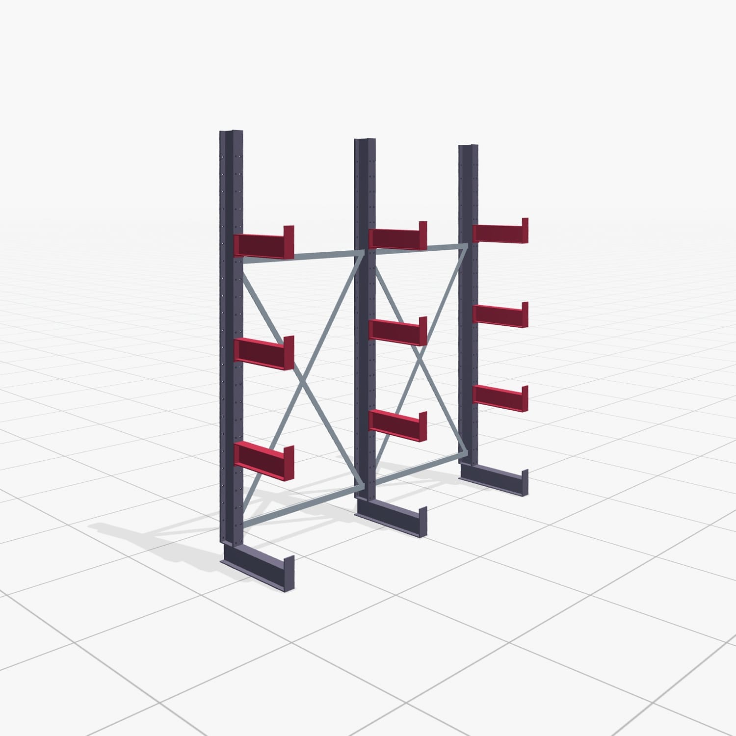 Kragarmregale Handbedient KHX 3000, H: 2.500 mm, B: 2066 mm, Armlänge: 400 mm (1.120 kg), Einseitige Nutzung