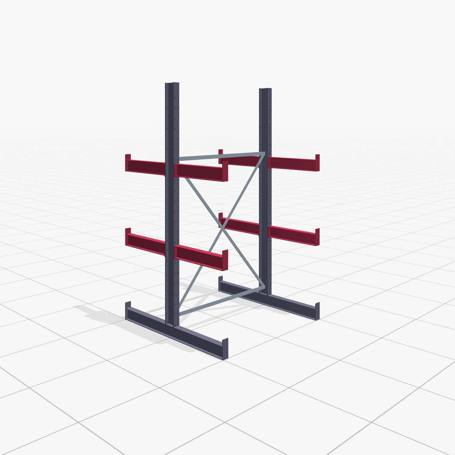 Kragarmregale Handbedient KHX 3000, H: 2.500 mm, B: 1350 mm, Armlänge: 600 mm (750 kg), Zweiseitige Nutzung