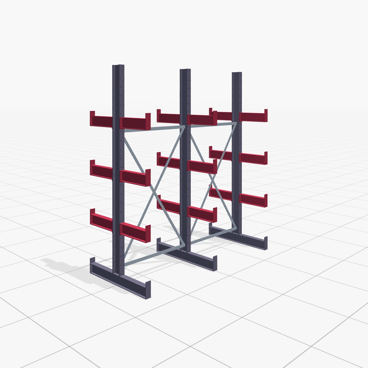 Kragarmregale Handbedient KHX 3000, H: 2.500 mm, B: 2066 mm, Armlänge: 400 mm (1.120 kg), Zweiseitige Nutzung