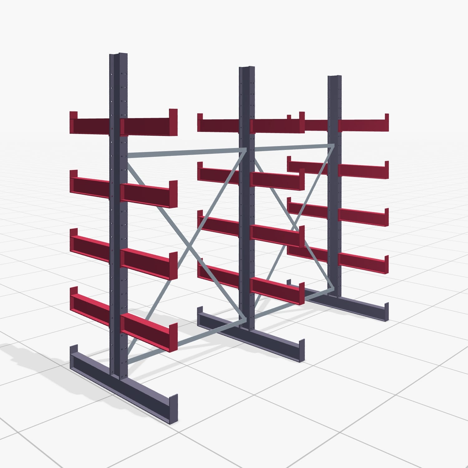 Kragarmregale Handbedient KHX 3000, H: 2.500 mm, B: 2636 mm, Armlänge: 500 mm (900 kg), Zweiseitige Nutzung
