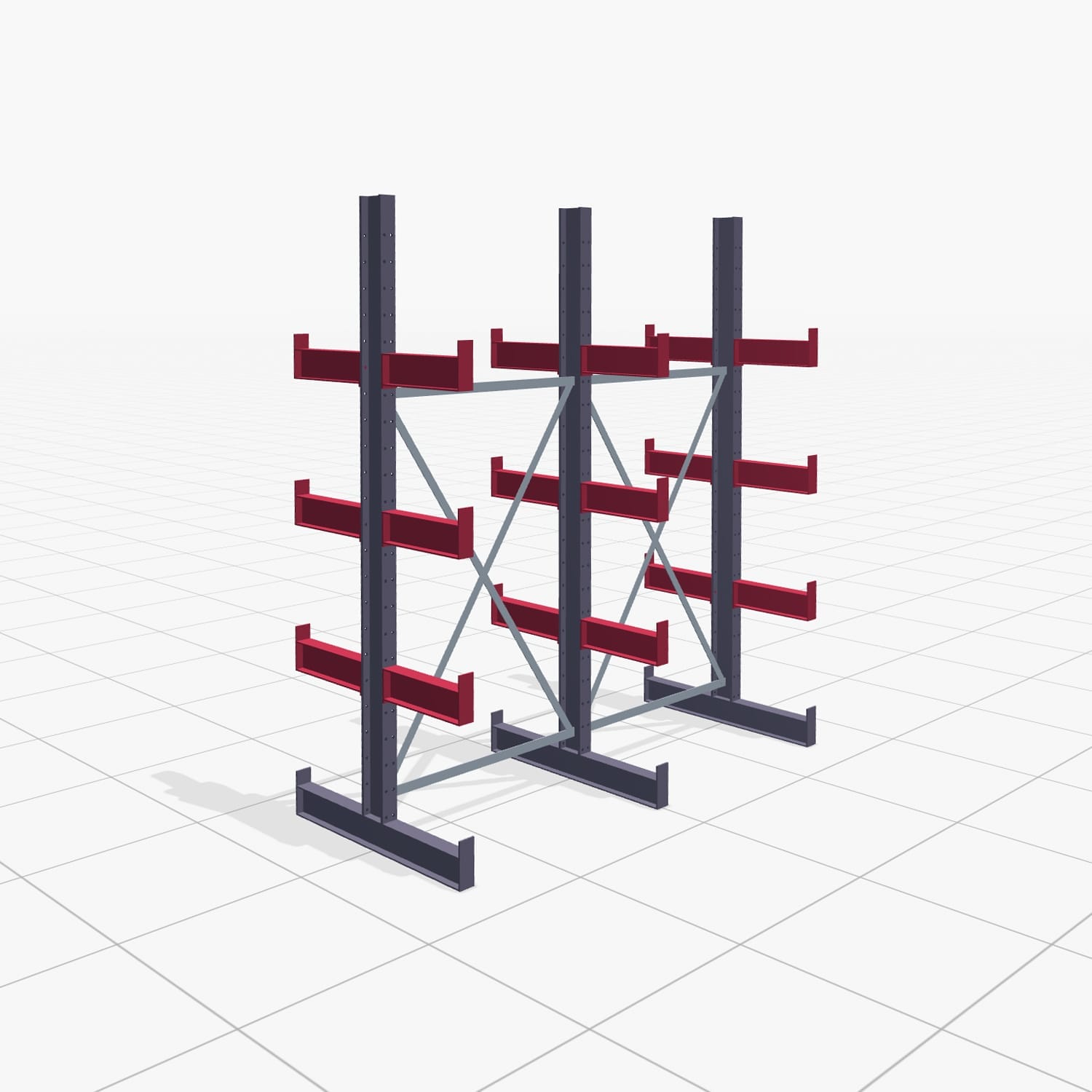 Kragarmregale Handbedient KHX 3000, H: 2.500 mm, B: 2066 mm, Armlänge: 800 mm (560kg), Zweiseitige Nutzung