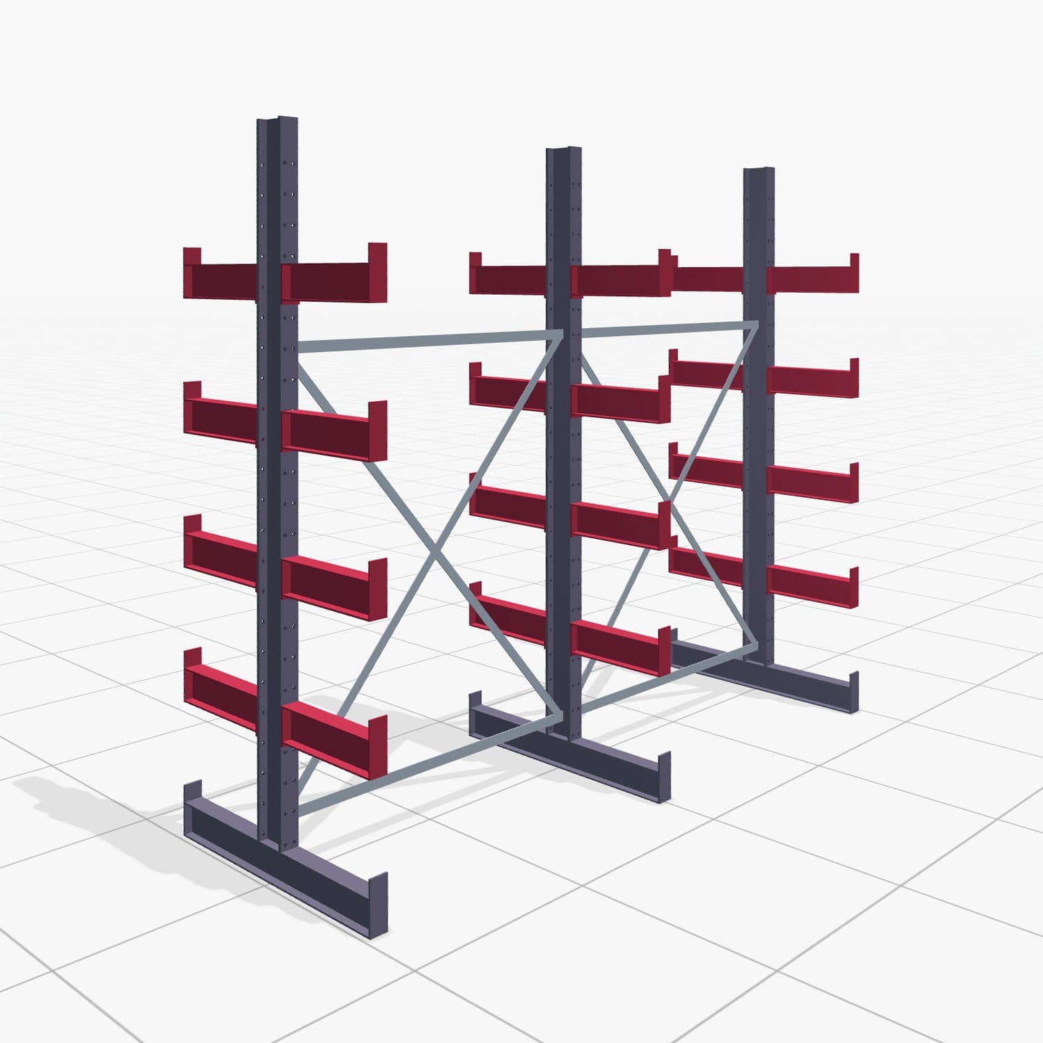 Kragarmregale Handbedient KHX 3000, H: 2.500 mm, B: 2636 mm, Armlänge: 400 mm (1.120 kg), Zweiseitige Nutzung