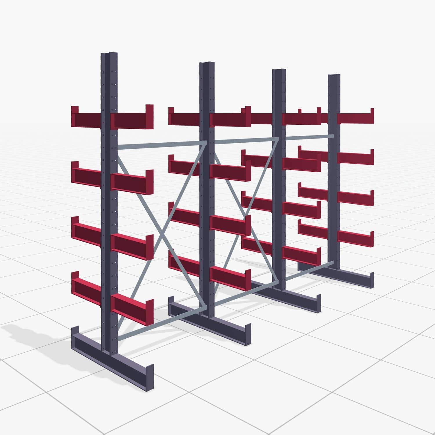 Kragarmregale Handbedient KHX 3000, H: 2.500 mm, B: 3067 mm, Armlänge: 400 mm (1.120 kg), Zweiseitige Nutzung