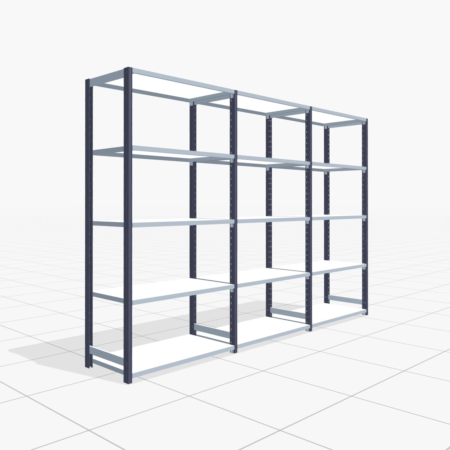 Fachbodenregal FBX 4000, H: 2.000 mm, B: 3.023 mm mm, T: 500 mm, Ebenen: 5