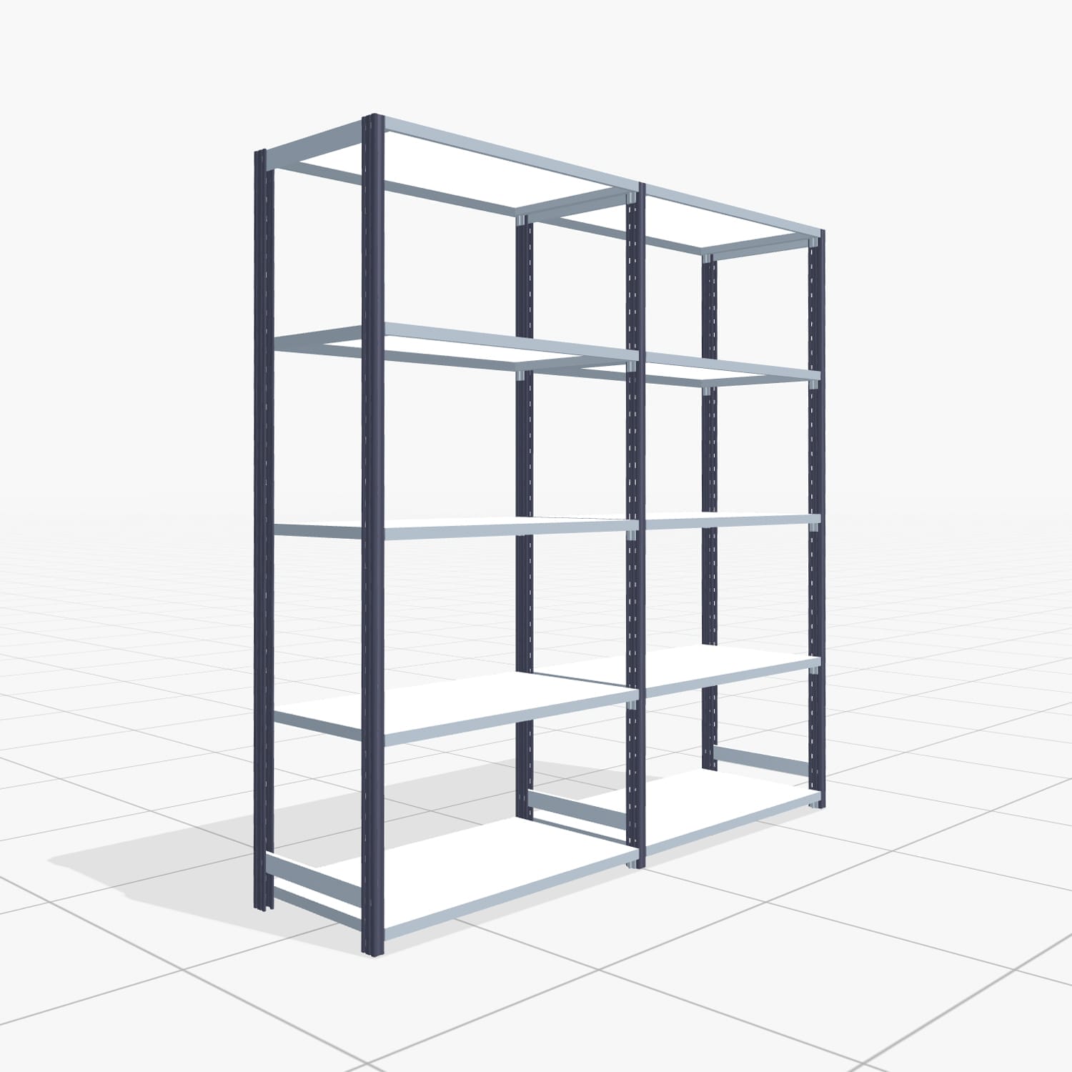 Fachbodenregal FBX 4000, H: 2.000 mm, B: 2.026 mm mm, T: 500 mm, Ebenen: 5