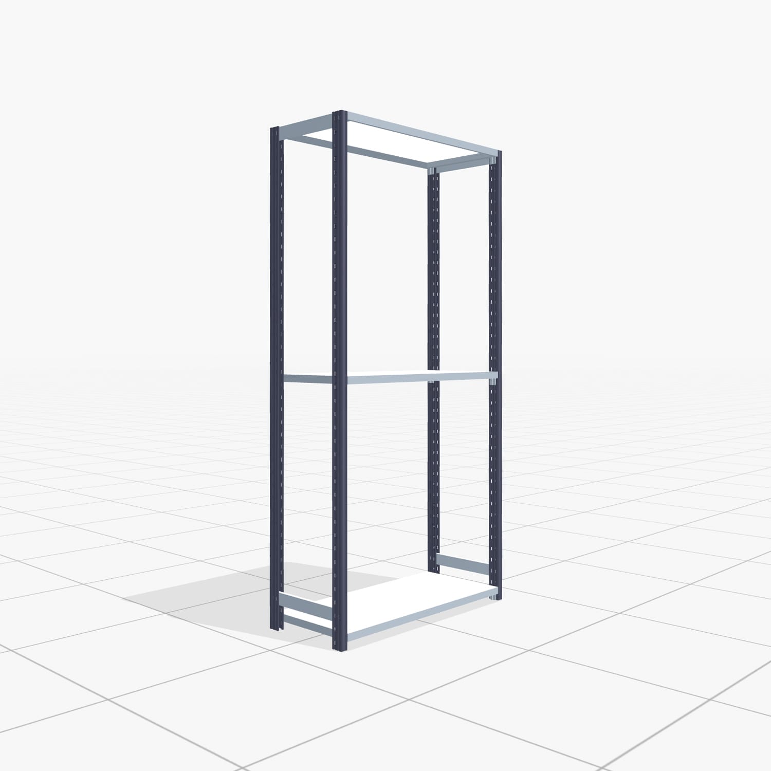 Fachbodenregal FBX 4000, H: 2.000 mm, B: 1.029 mm mm, T: 400 mm, Ebenen: 3