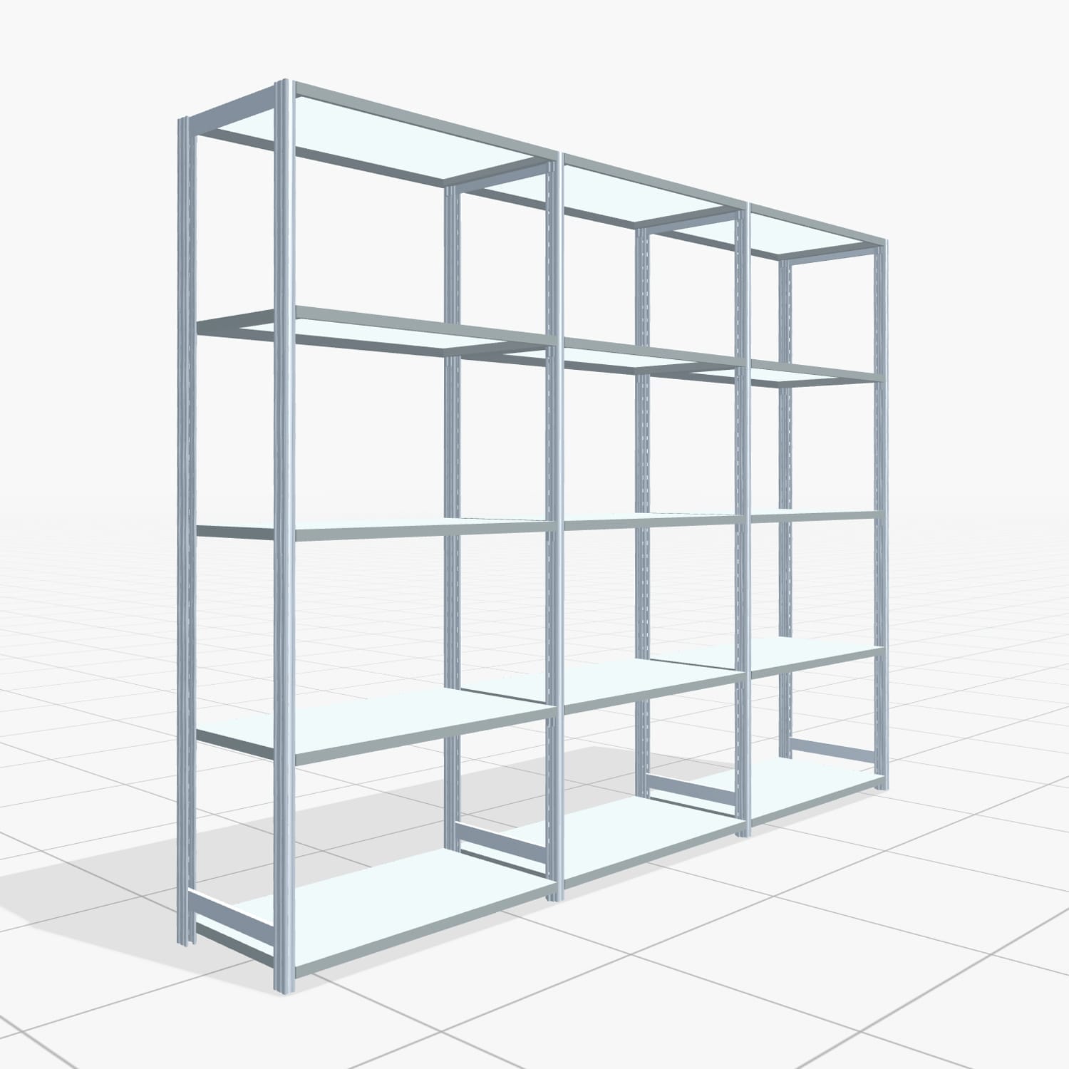 Fachbodenregal FBX 4000, H: 2.250 mm, B: 3.023 mm mm, T: 500 mm, Ebenen: 5