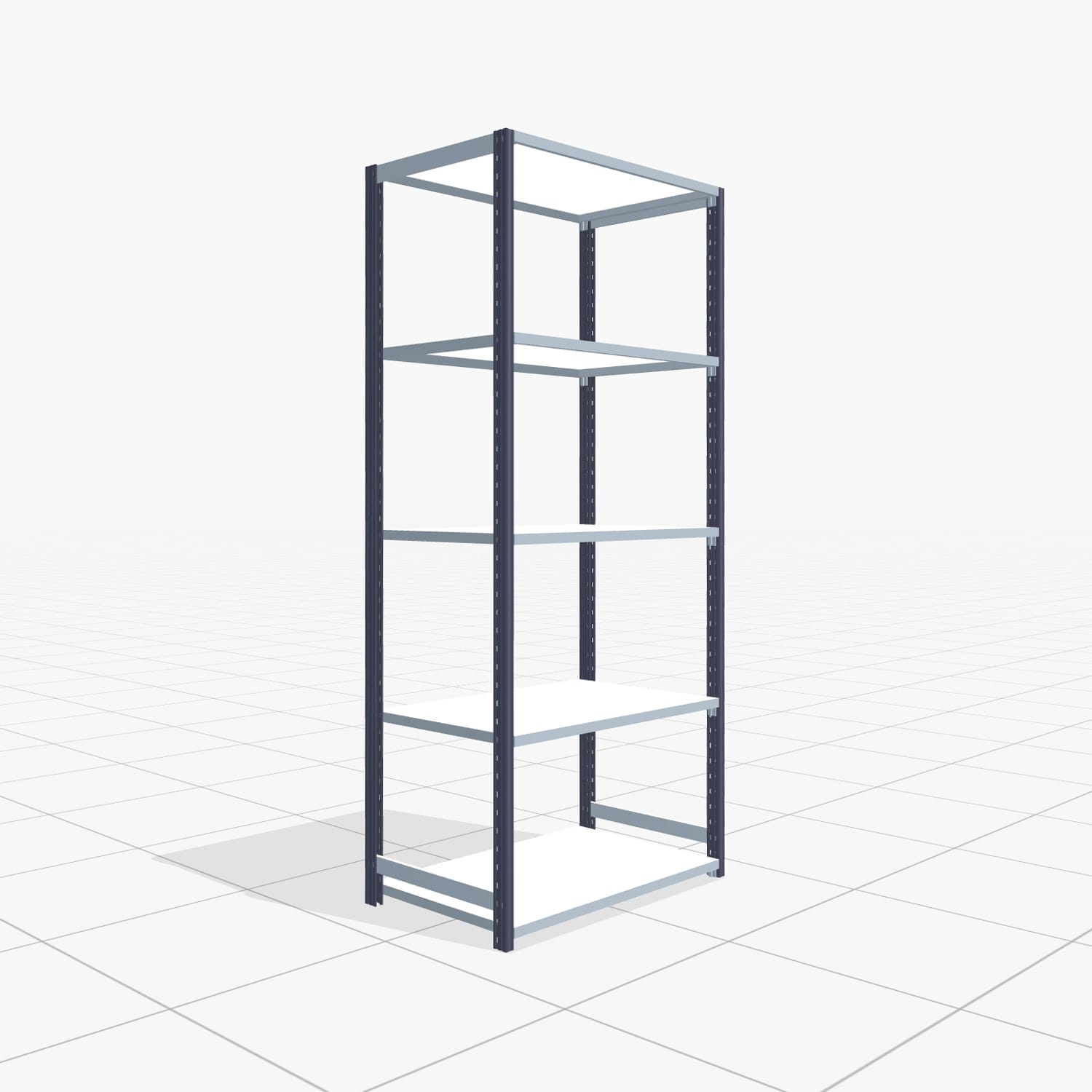 Fachbodenregal FBX 4000, H: 2.250 mm, B: 1.029 mm mm, T: 600 mm, Ebenen: 5