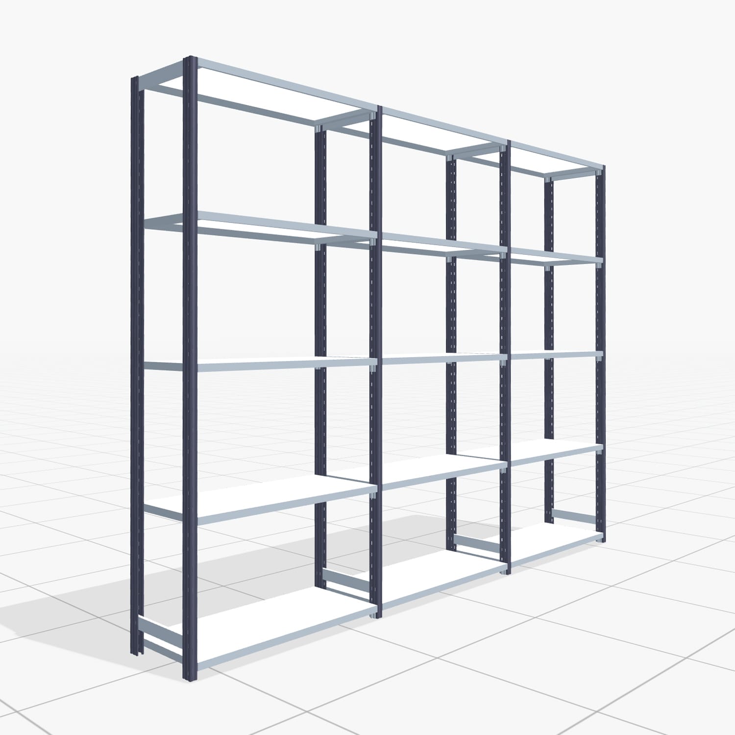 Fachbodenregal FBX 4000, H: 2.250 mm, B: 3.023 mm mm, T: 400 mm, Ebenen: 5