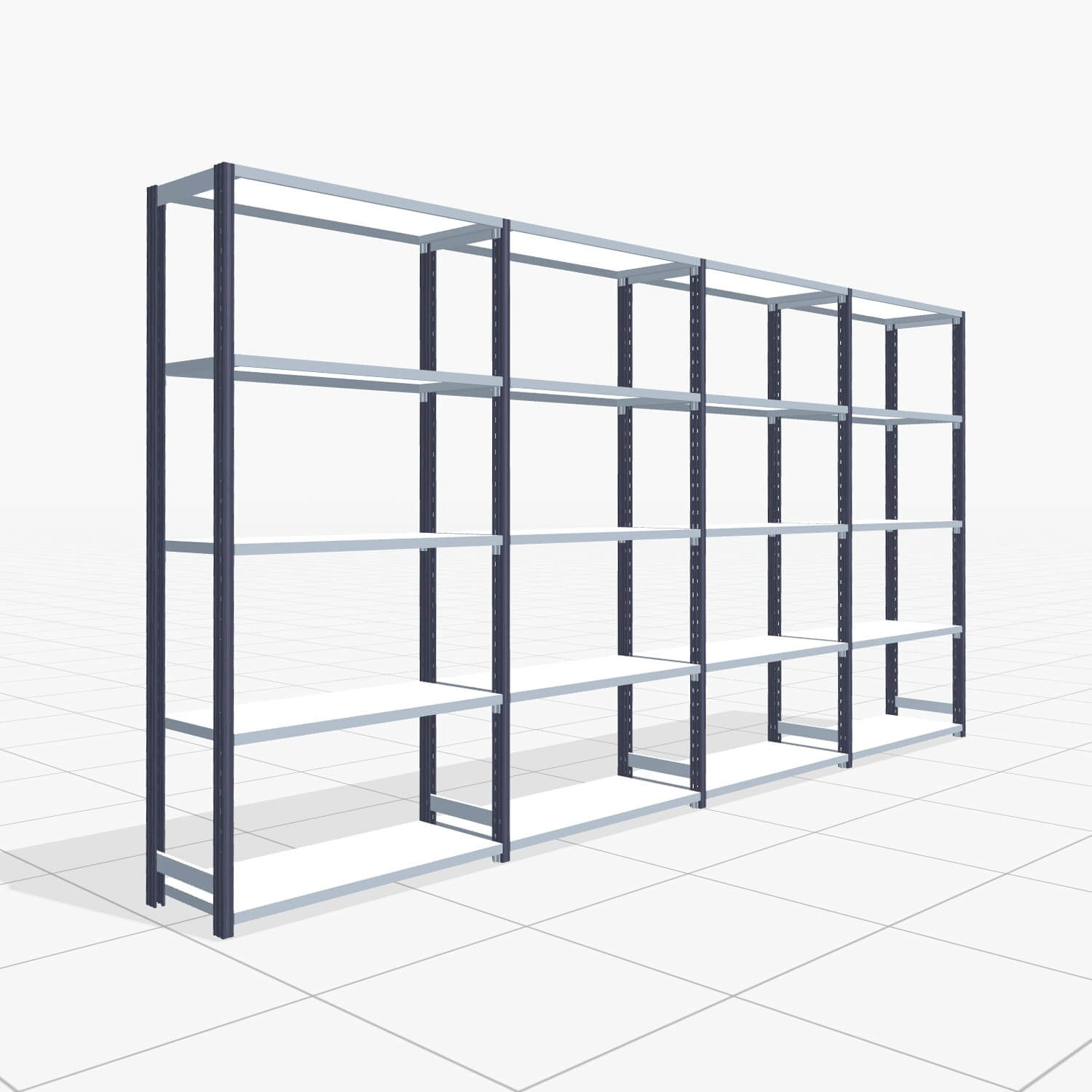 Fachbodenregal FBX 4000, H: 2.000 mm, B: 4.020 mm mm, T: 400 mm, Ebenen: 5