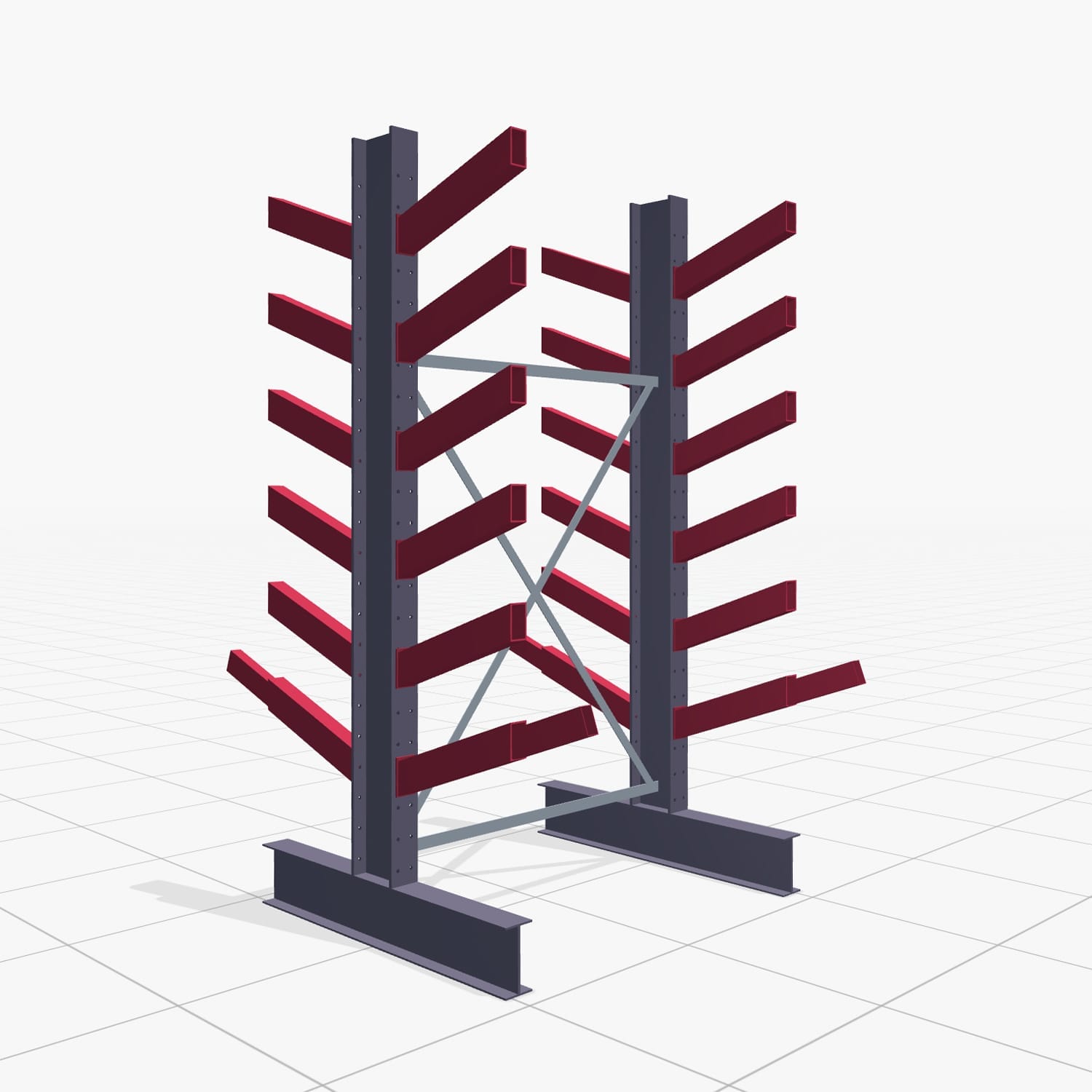 Schrägarmregale KHX 3020, H: 2.500 mm (IPE 200), B: 1386 mm, Feldanzahl: 1