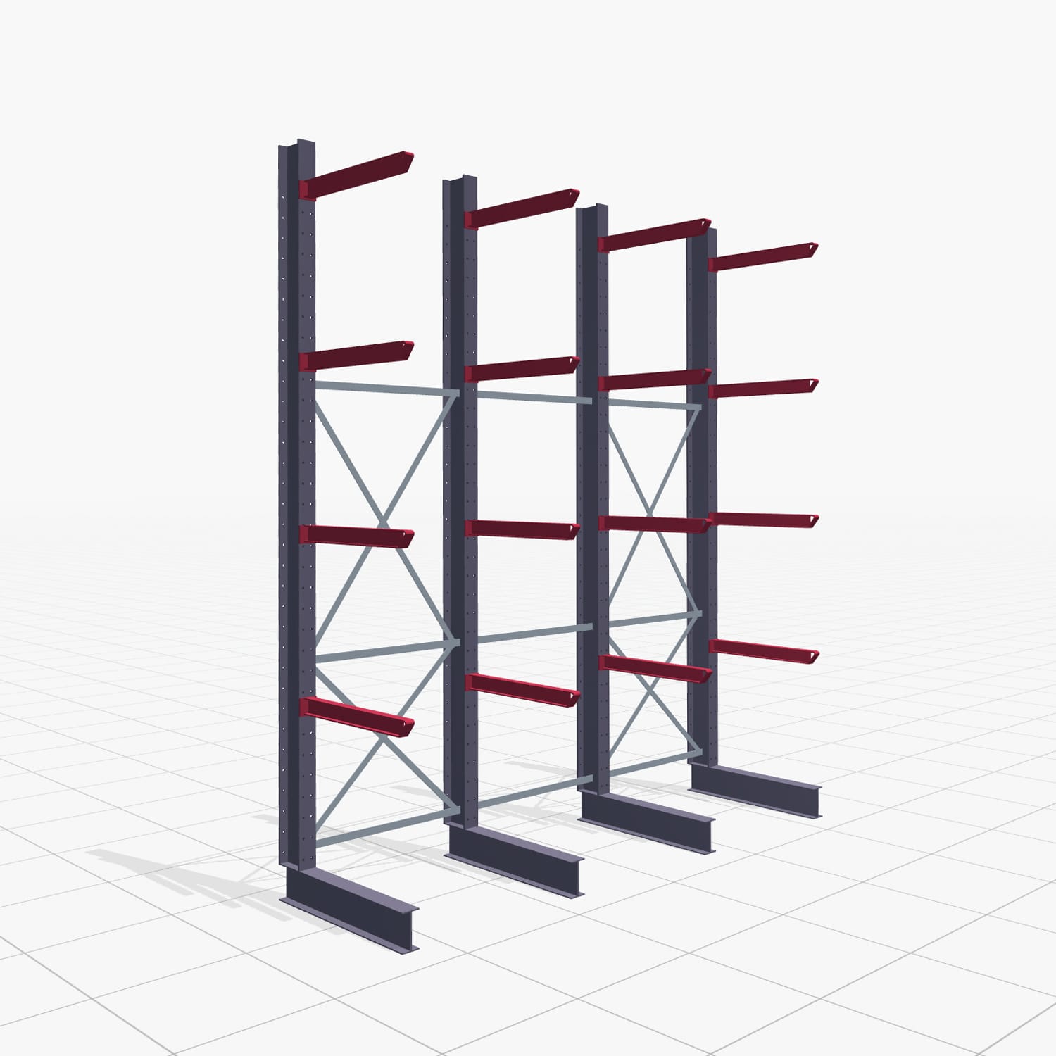 Kragarmregal Staplerbedient KSX 2000, H: 3.500 mm, B: 3100 mm, Armlänge: 800 mm, Einseitige Nutzung