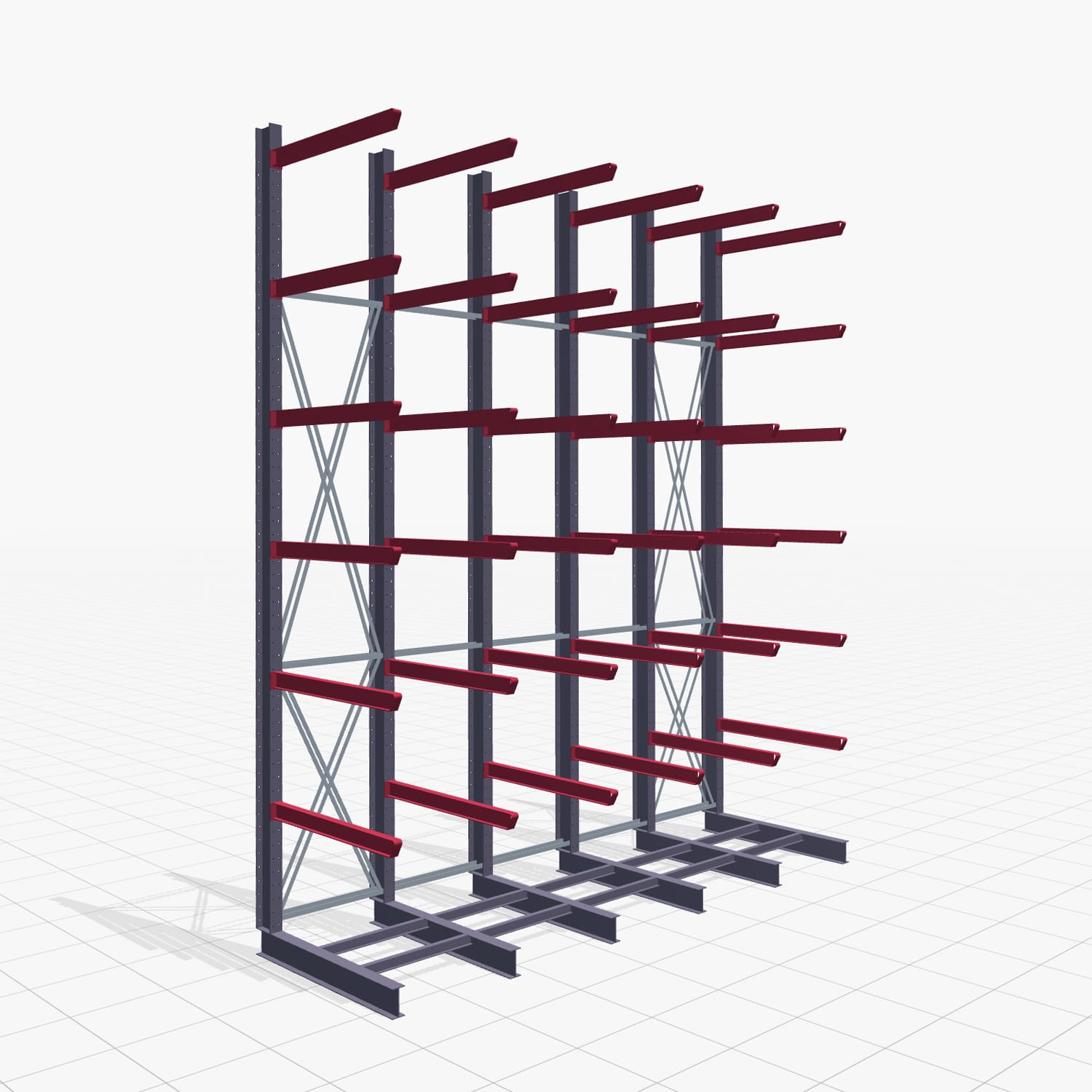 Kragarmregal Staplerbedient KSX 2000, H: 6.000 mm, B: 5120 mm, Armlänge: 1.500 mm, Einseitige Nutzung