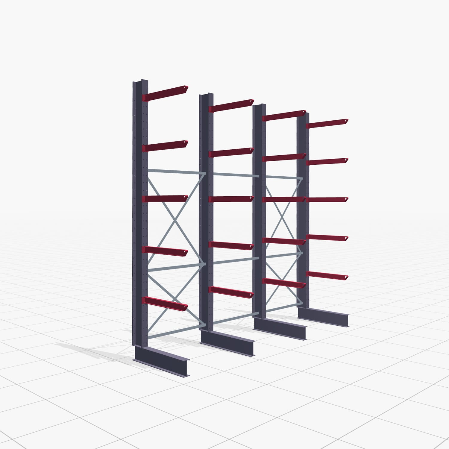 Kragarmregal Staplerbedient KSX 2000, H: 3.500 mm, B: 3700 mm, Armlänge: 800 mm, Einseitige Nutzung