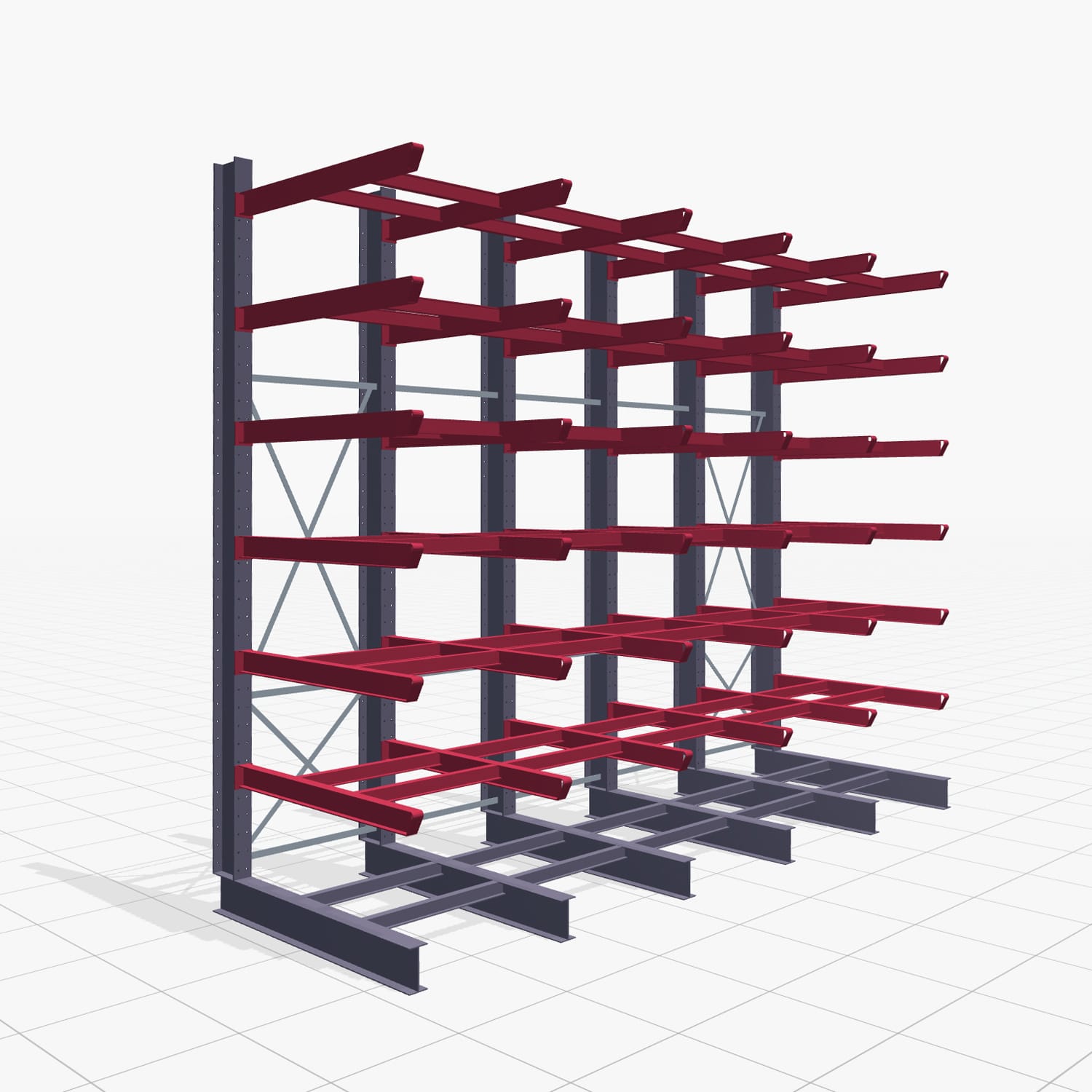 Kragarmregal Staplerbedient KSX 2000, H: 4.000 mm, B: 5100 mm, Armlänge: 1.500 mm, Einseitige Nutzung