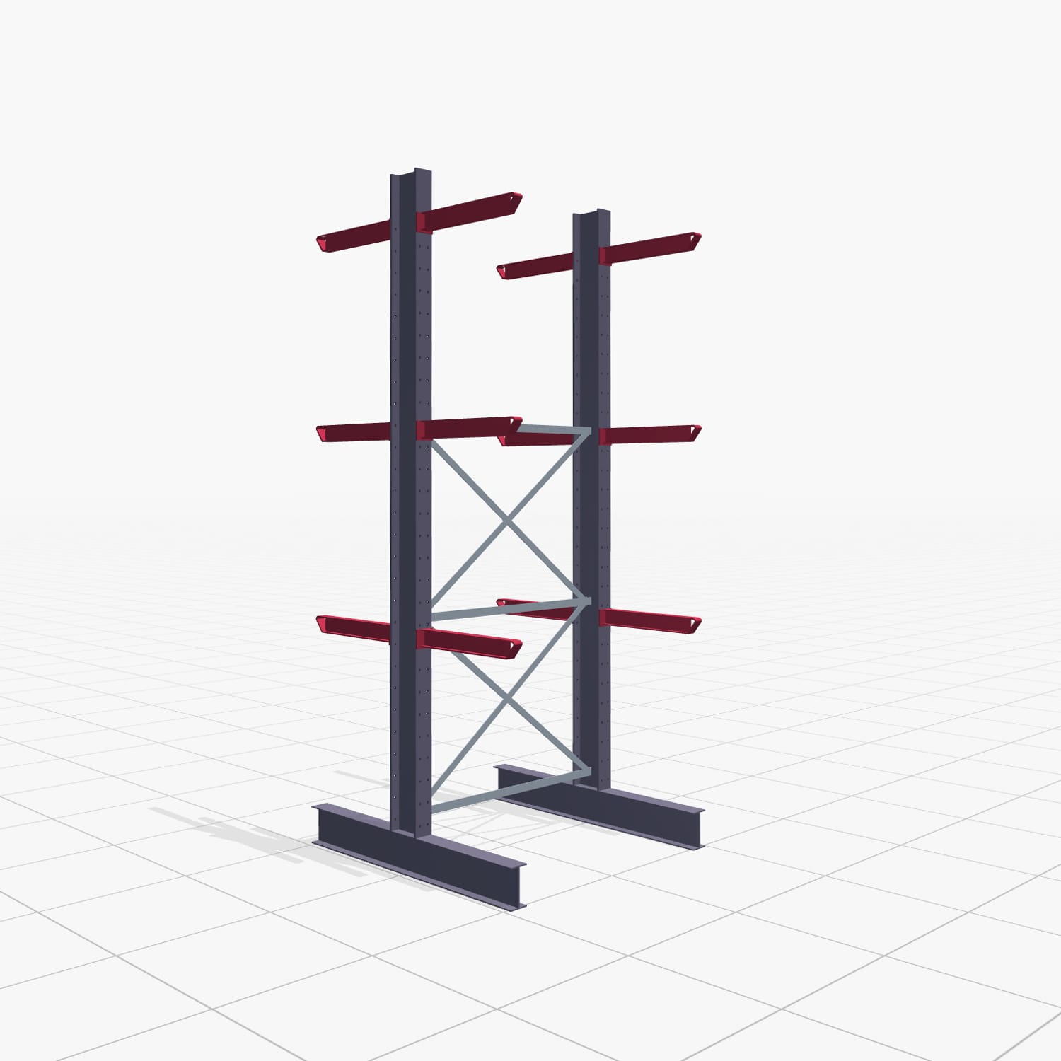Kragarmregal Staplerbedient KSX 2000, H: 3.000 mm, B: 1291 mm, Armlänge: 600 mm, Zweiseitige Nutzung