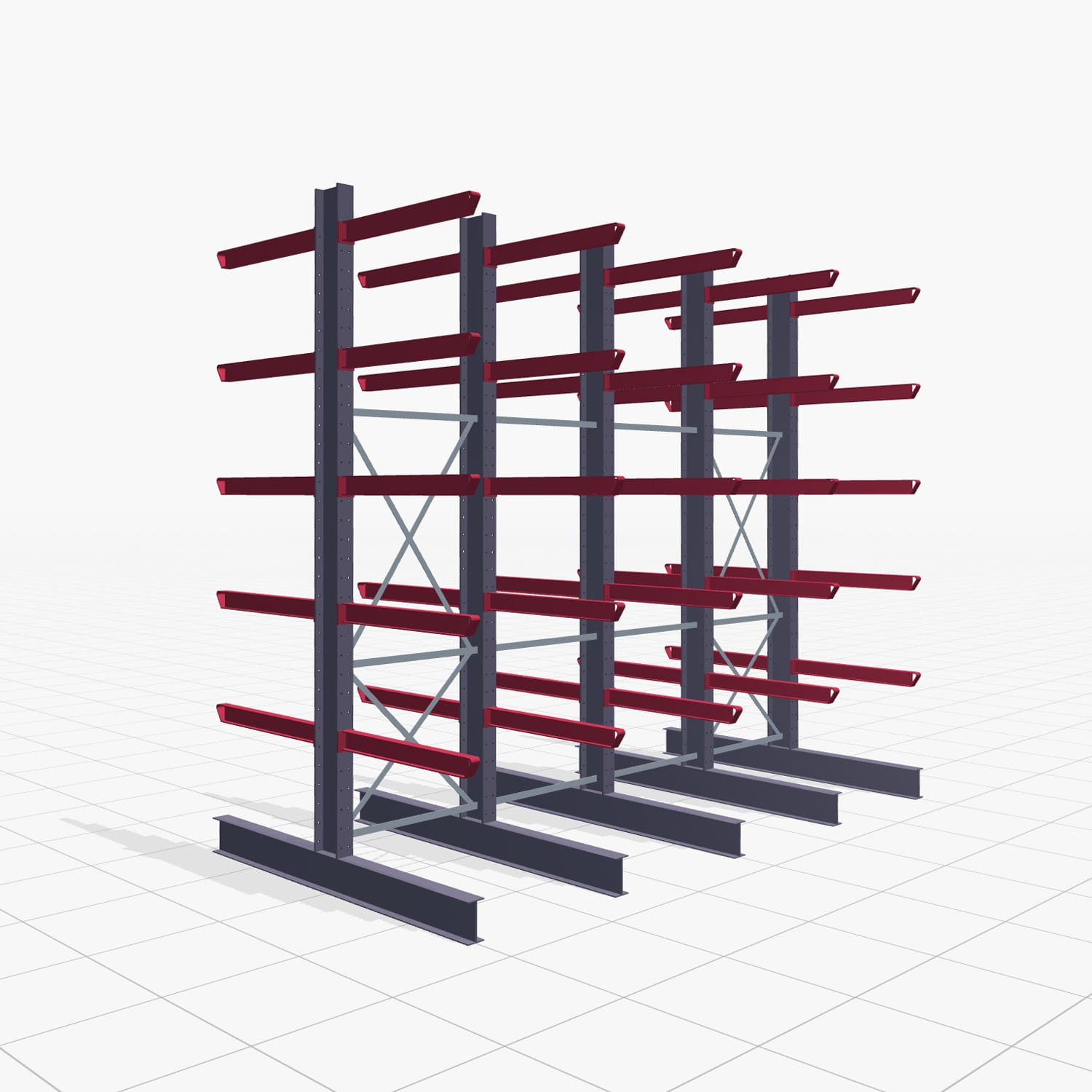 Kragarmregal Staplerbedient KSX 2000, H: 3.500 mm, B: 4100 mm, Armlänge: 1.000 mm, Zweiseitige Nutzung