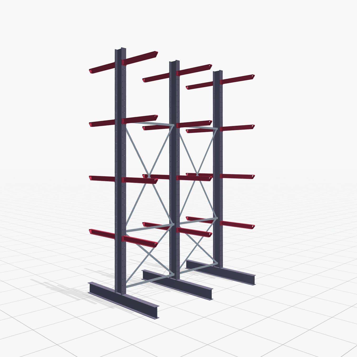 Kragarmregal Staplerbedient KSX 2000, H: 4.000 mm, B: 2500 mm, Armlänge: 800 mm, Zweiseitige Nutzung