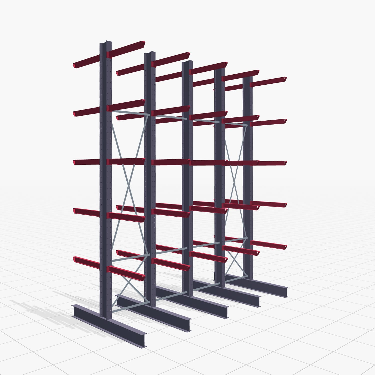 Kragarmregal Staplerbedient KSX 2000, H: 5.000 mm, B: 4110 mm, Armlänge: 1.000 mm, Zweiseitige Nutzung