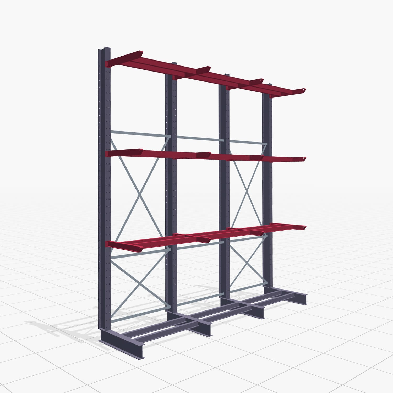 Kragarmregal Staplerbedient KSX 2000, H: 4.000 mm, B: 3700 mm, Armlänge: 800 mm, Einseitige Nutzung
