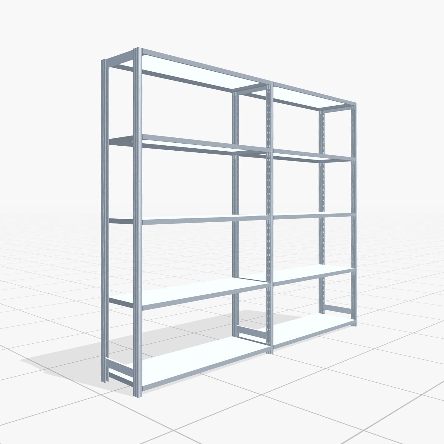 Fachbodenregal FBX 4000, H: 2.000 mm, B: 2.426 mm mm, T: 400 mm, Ebenen: 5