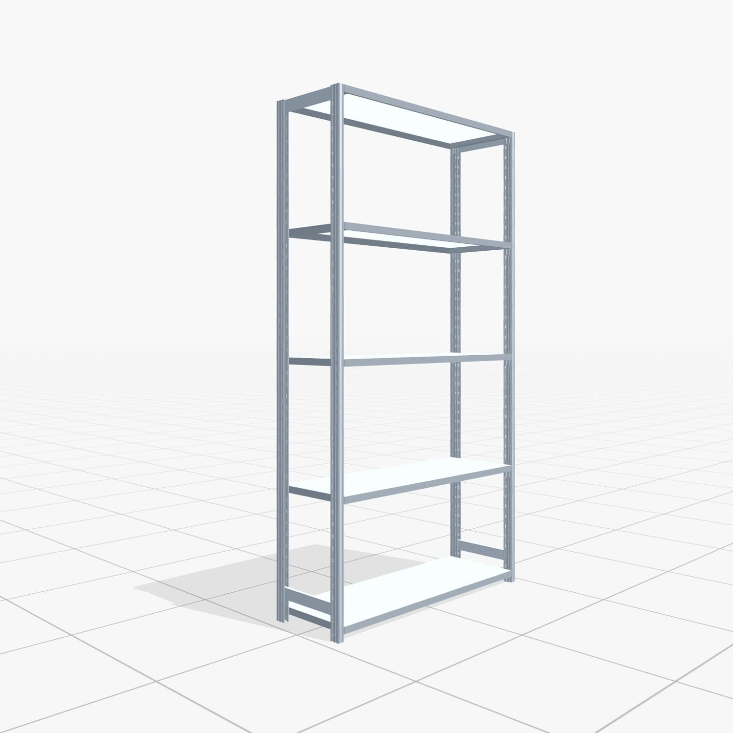 Fachbodenregal FBX 4000, H: 2.250 mm, B: 1.229 mm mm, T: 400 mm, Ebenen: 5