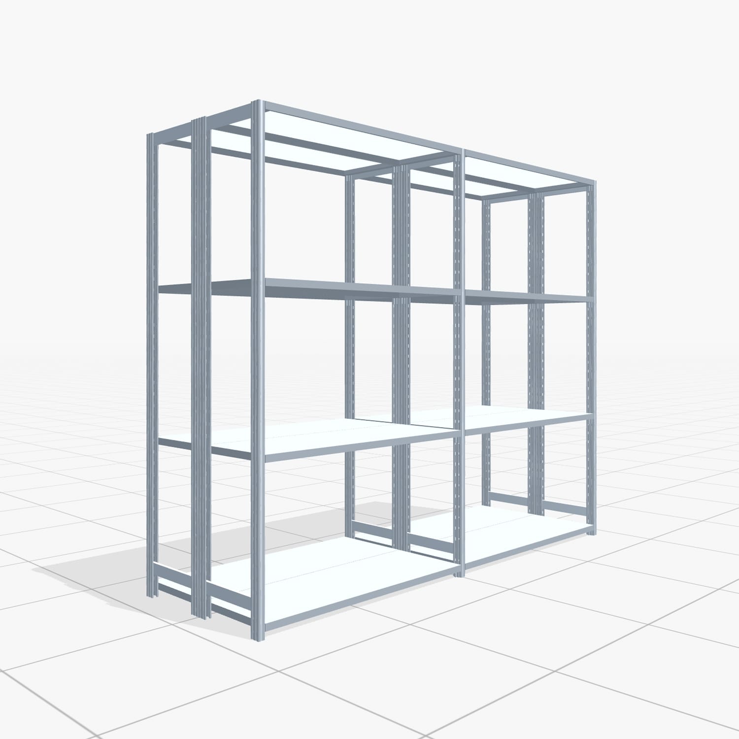 Fachbodenregal FBX 4000, H: 2.000 mm, B: 2.426 mm mm, T: 400 mm, Ebenen: 4