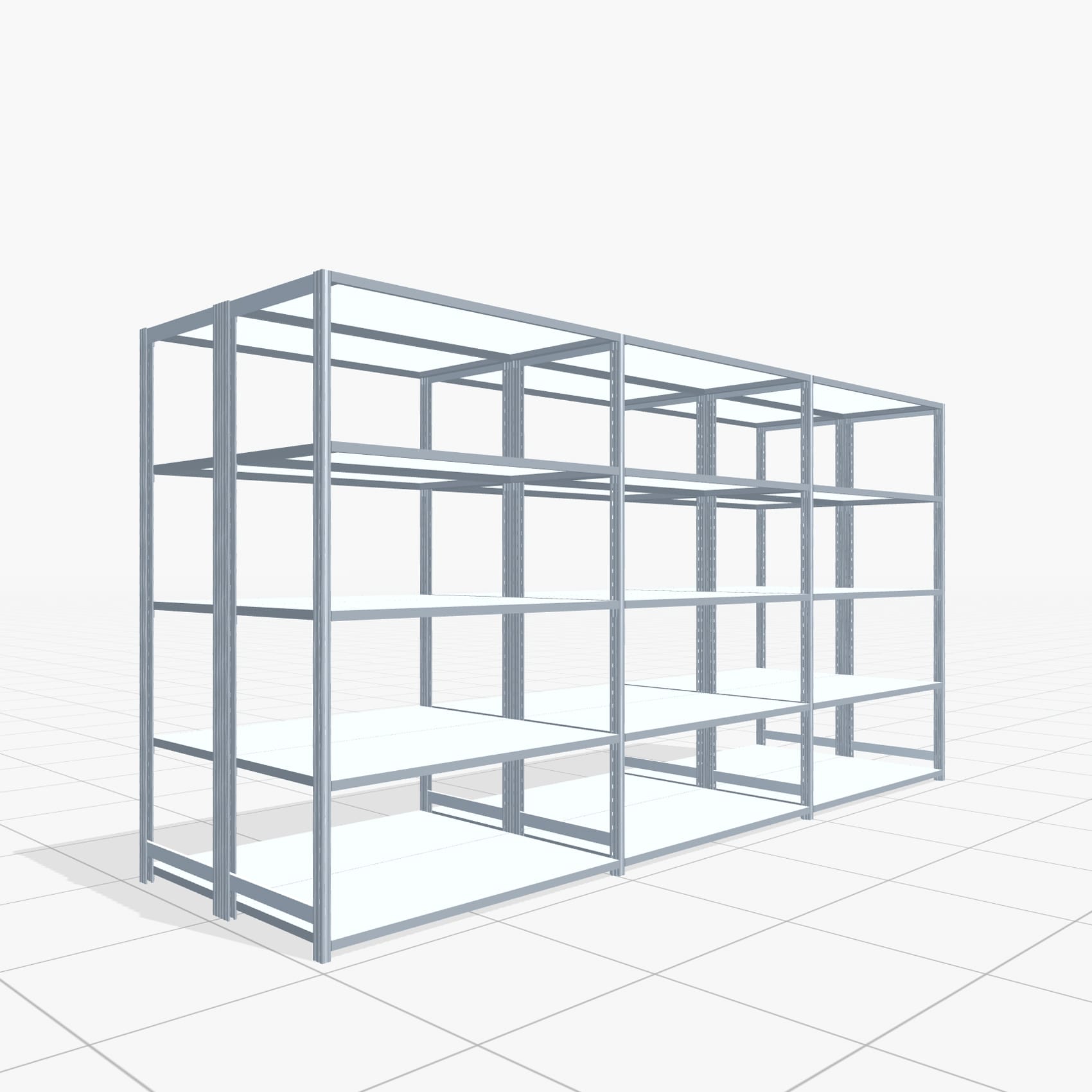 Fachbodenregal FBX 4000, H: 2.000 mm, B: 3.923 mm mm, T: 600 mm, Ebenen: 5