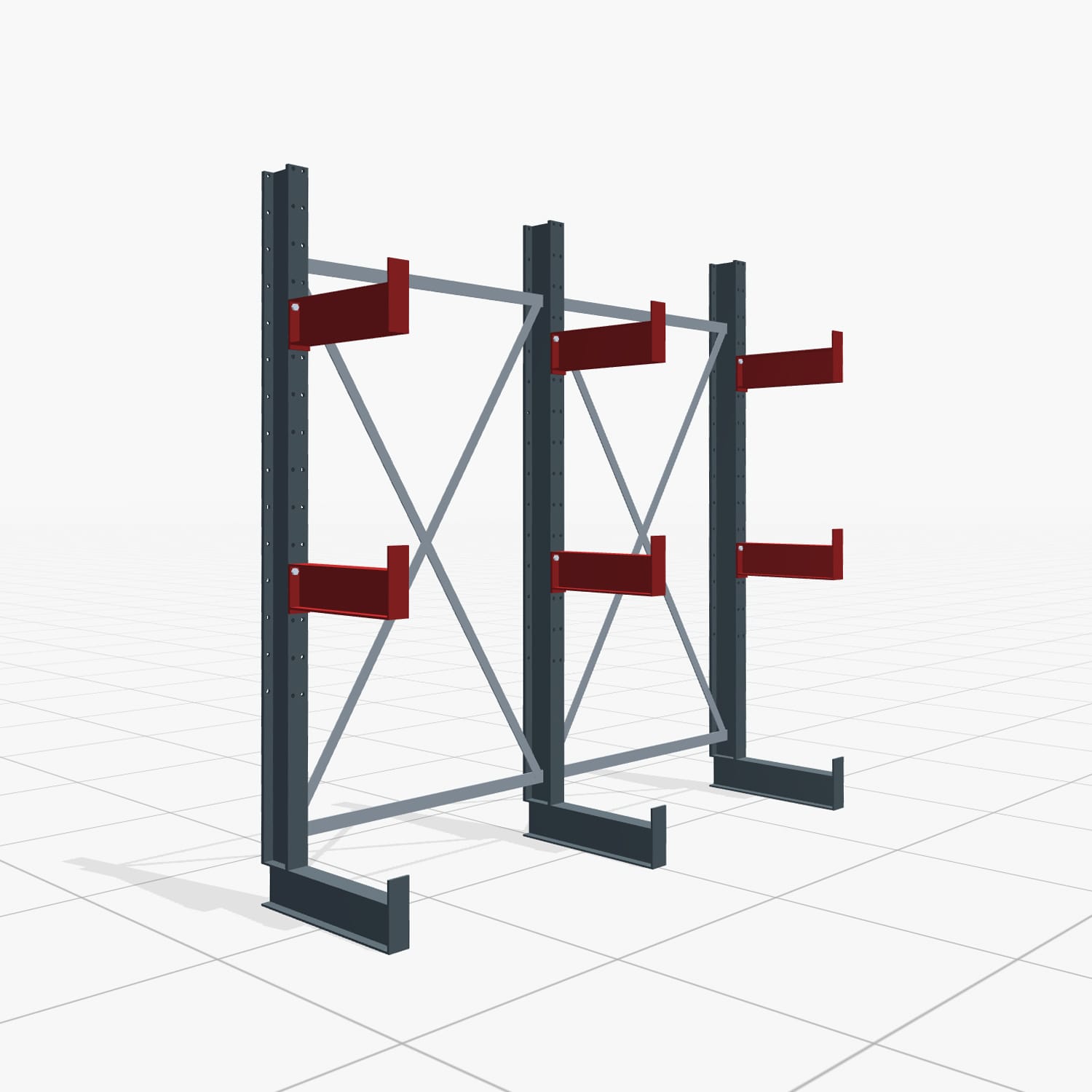 Kragarmregale Handbedient KHX 3000, H: 2.000 mm, B: 2.066 mm mm, Armlänge: 2.680 kg, Einseitige Nutzung