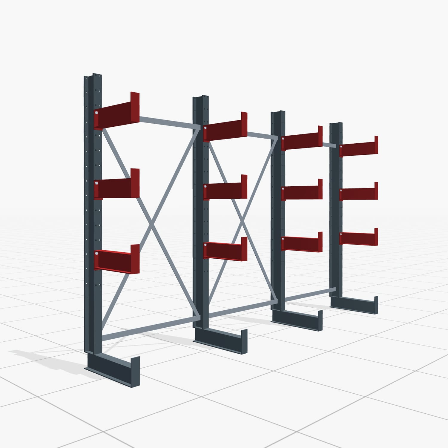Kragarmregale Handbedient KHX 3000, H: 2.000 mm, B: 3.067 mm mm, Armlänge: 2.680 kg, Einseitige Nutzung