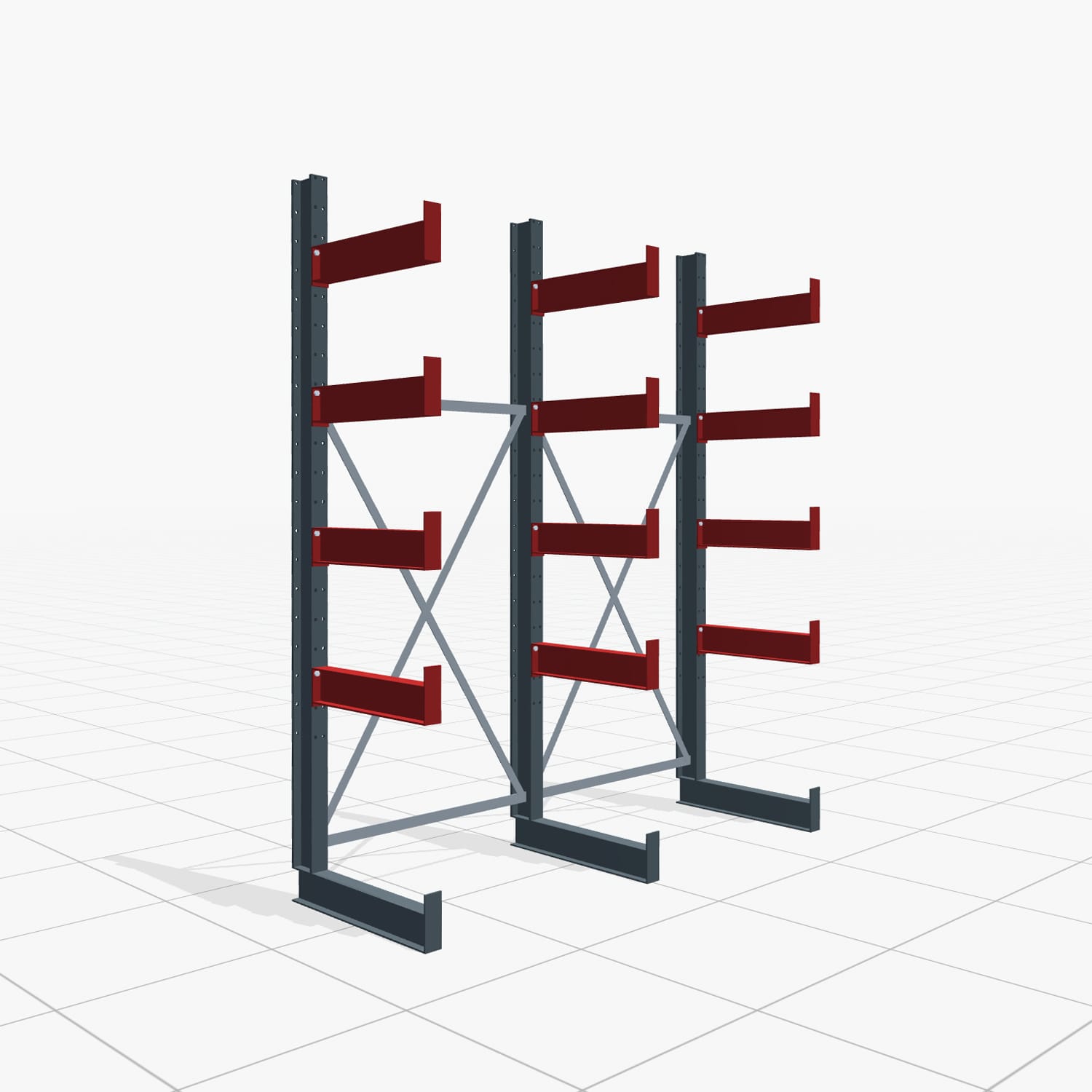 Kragarmregale Handbedient KHX 3000, H: 2.500 mm, B: 2.066 mm mm, Armlänge: 1.880 kg, Einseitige Nutzung