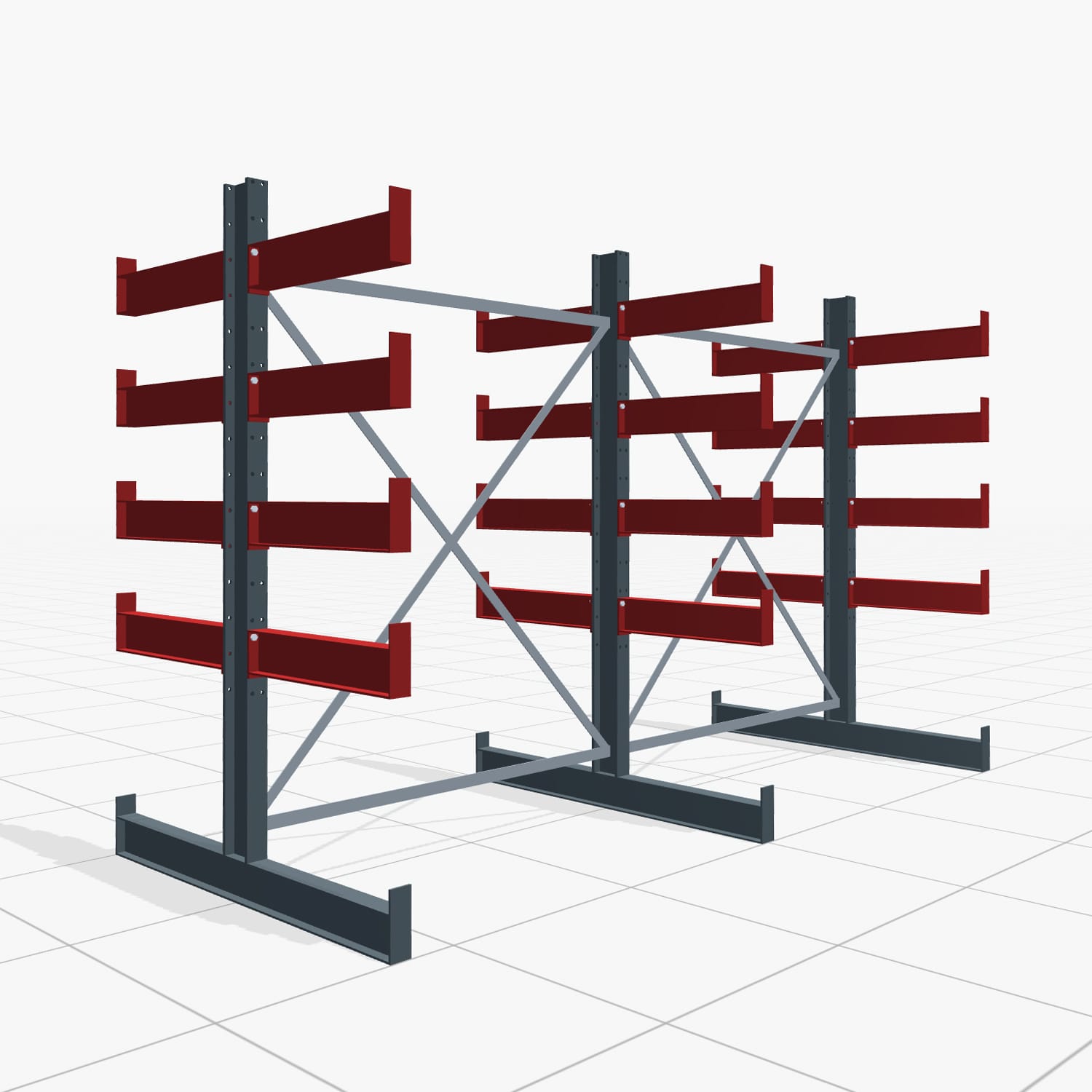 Kragarmregale Handbedient KHX 3000, H: 2.000 mm, B: 3.075 mm mm, Armlänge: 1.880 kg, Zweiseitige Nutzung