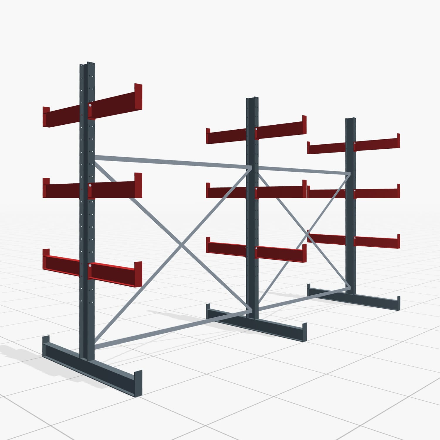 Kragarmregale Handbedient KHX 3000, H: 2.500 mm, B: 4.075 mm mm, Armlänge: 2.600 kg, Zweiseitige Nutzung