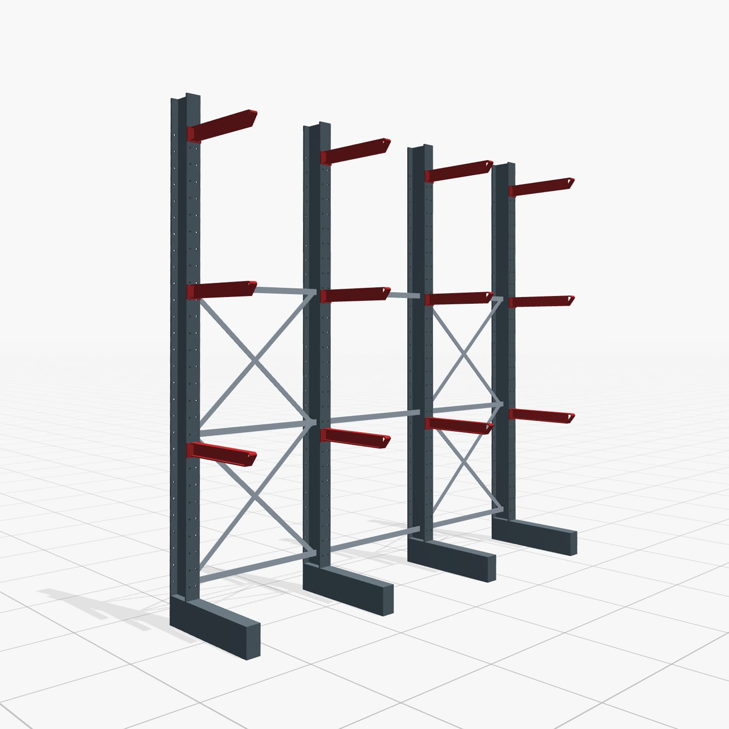 Kragarmregale Staplerbedient KSX 2000, H: 3.000 mm, B: 3100 mm, Armlänge: 600 mm, Einseitige Nutzung