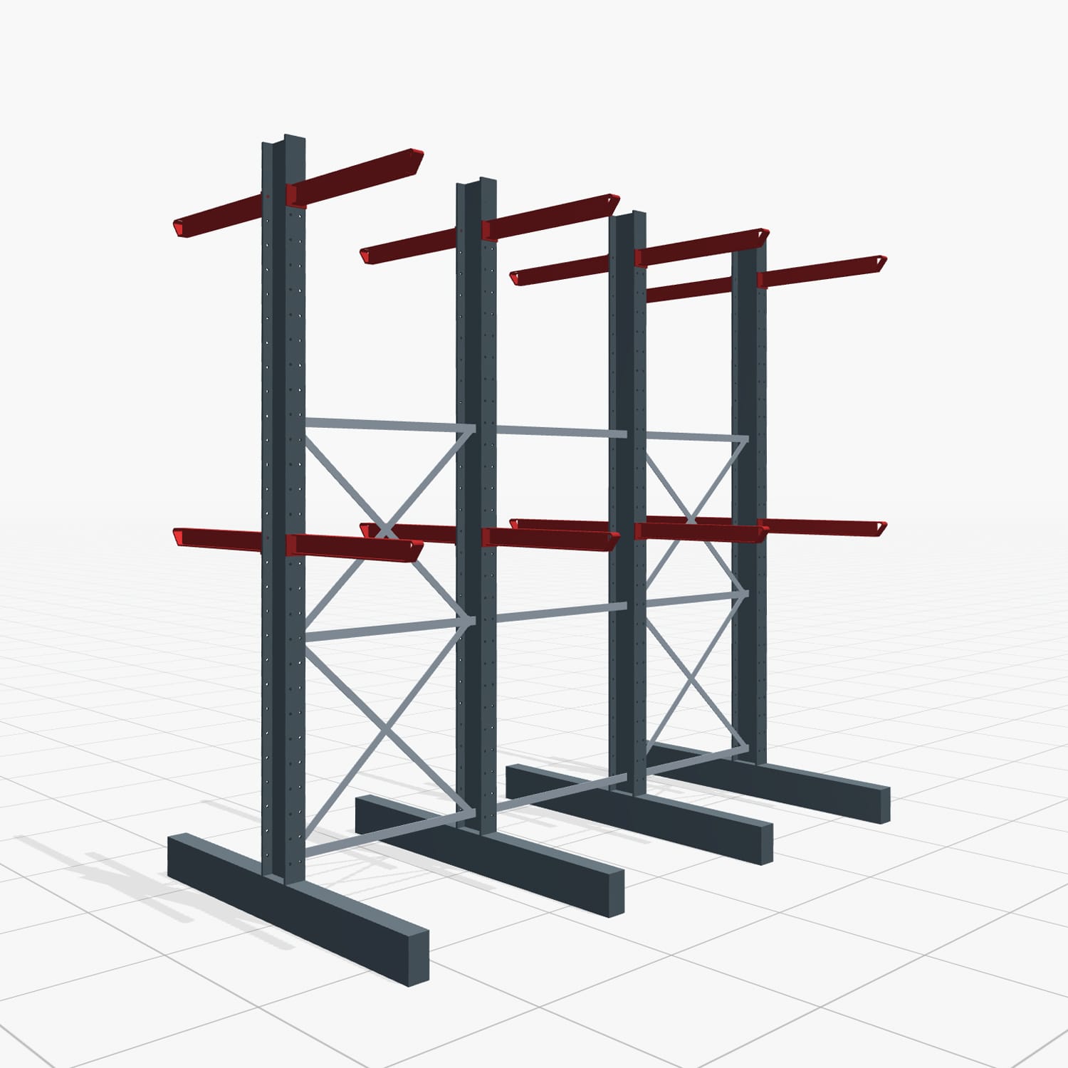 Kragarmregale Staplerbedient KSX 2000, H: 3.000 mm, B: 3100 mm, Armlänge: 800 mm, Zweiseitige Nutzung