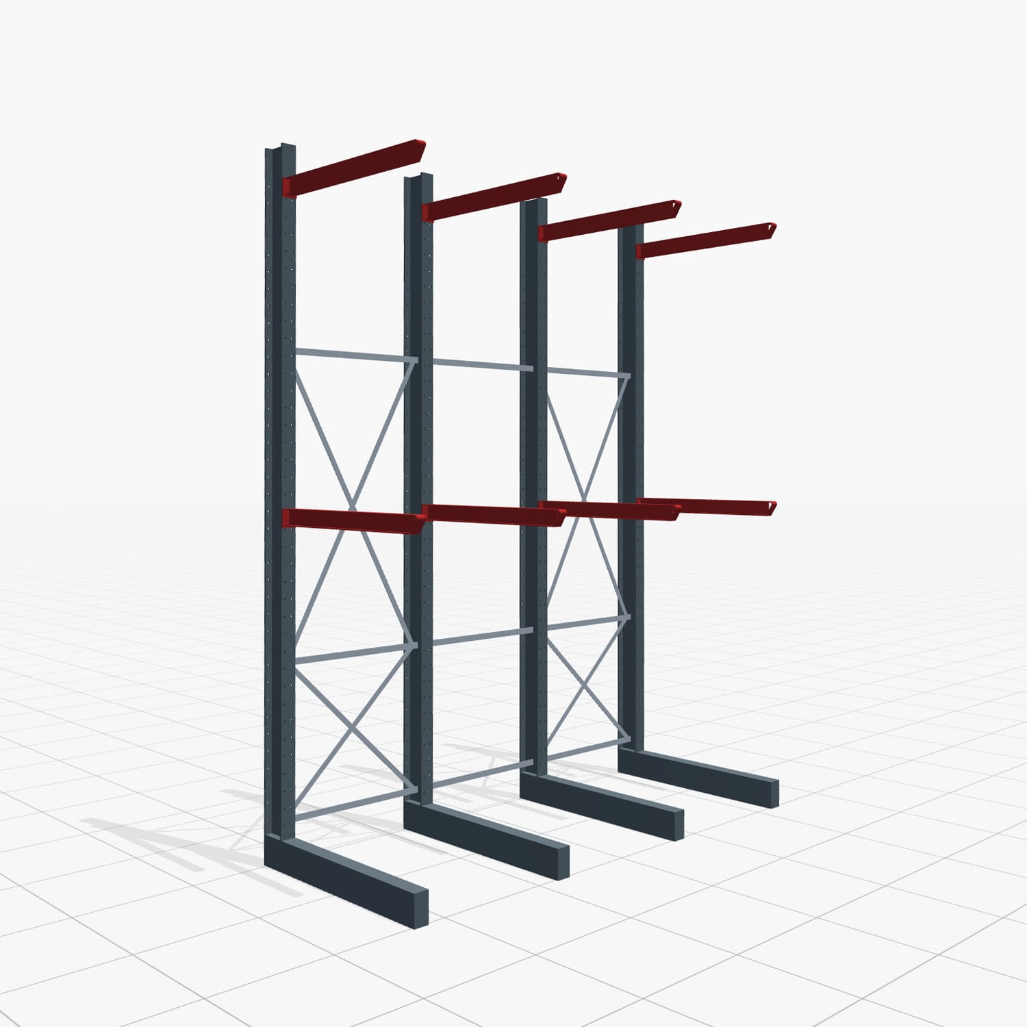 Kragarmregale Staplerbedient KSX 2000, H: 4.000 mm, B: 3100 mm, Armlänge: 1.200 mm, Einseitige Nutzung