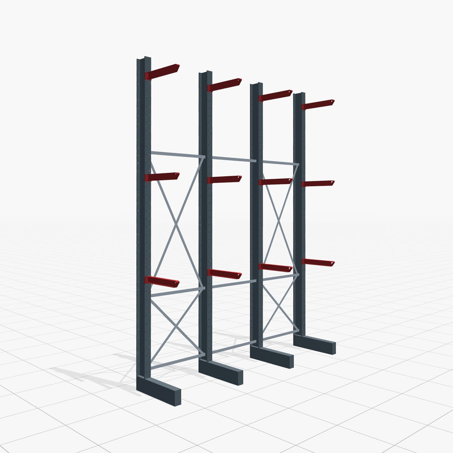 Kragarmregale Staplerbedient KSX 2000, H: 4.000 mm, B: 3100 mm, Armlänge: 600 mm, Einseitige Nutzung