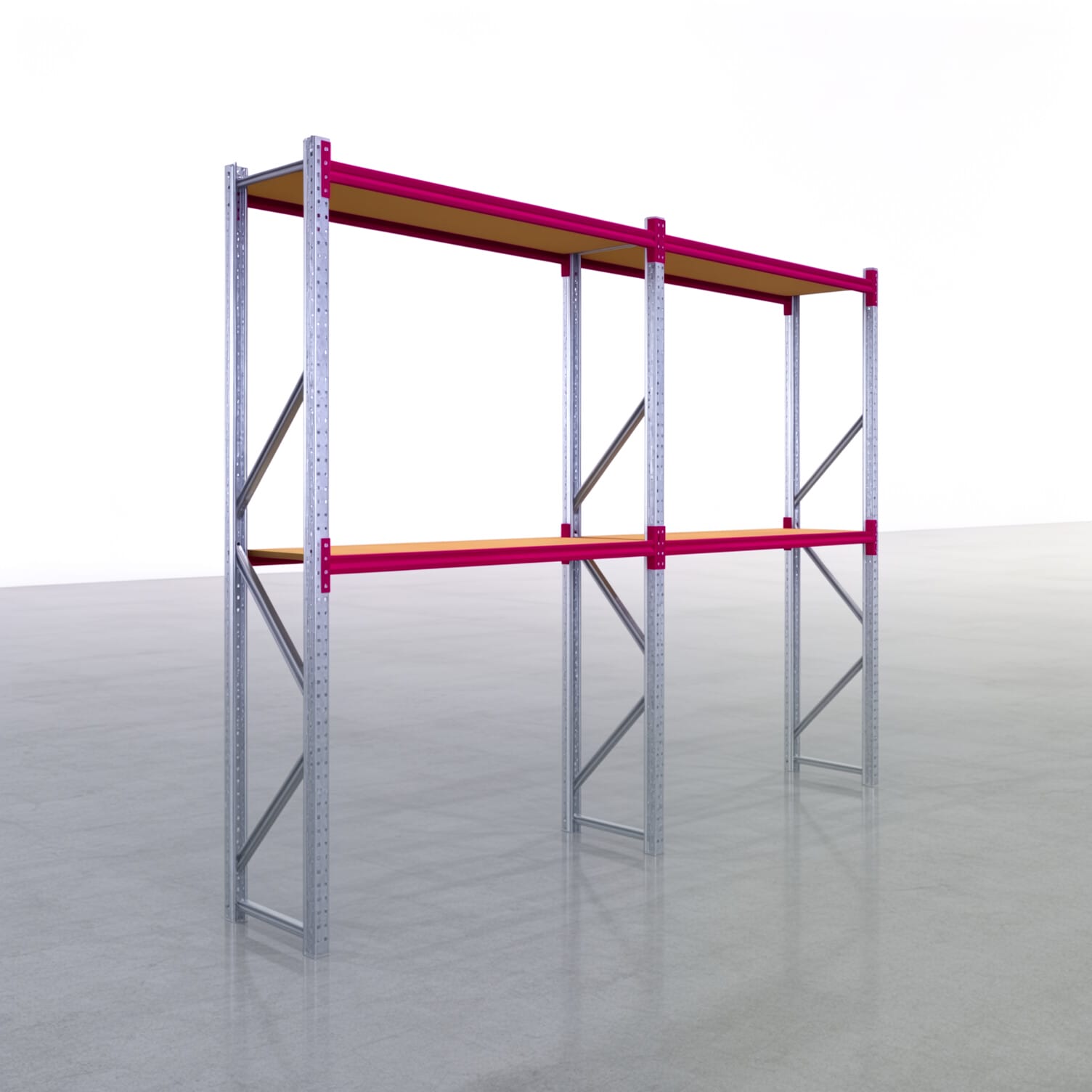 Weitspannregale WSX 5000, H: 3.000 mm, B: 4.177 mm mm, T: 600 mm, Ebenen: 3, Feldbreite: 2.000 mm, Auflage: Spanplatte