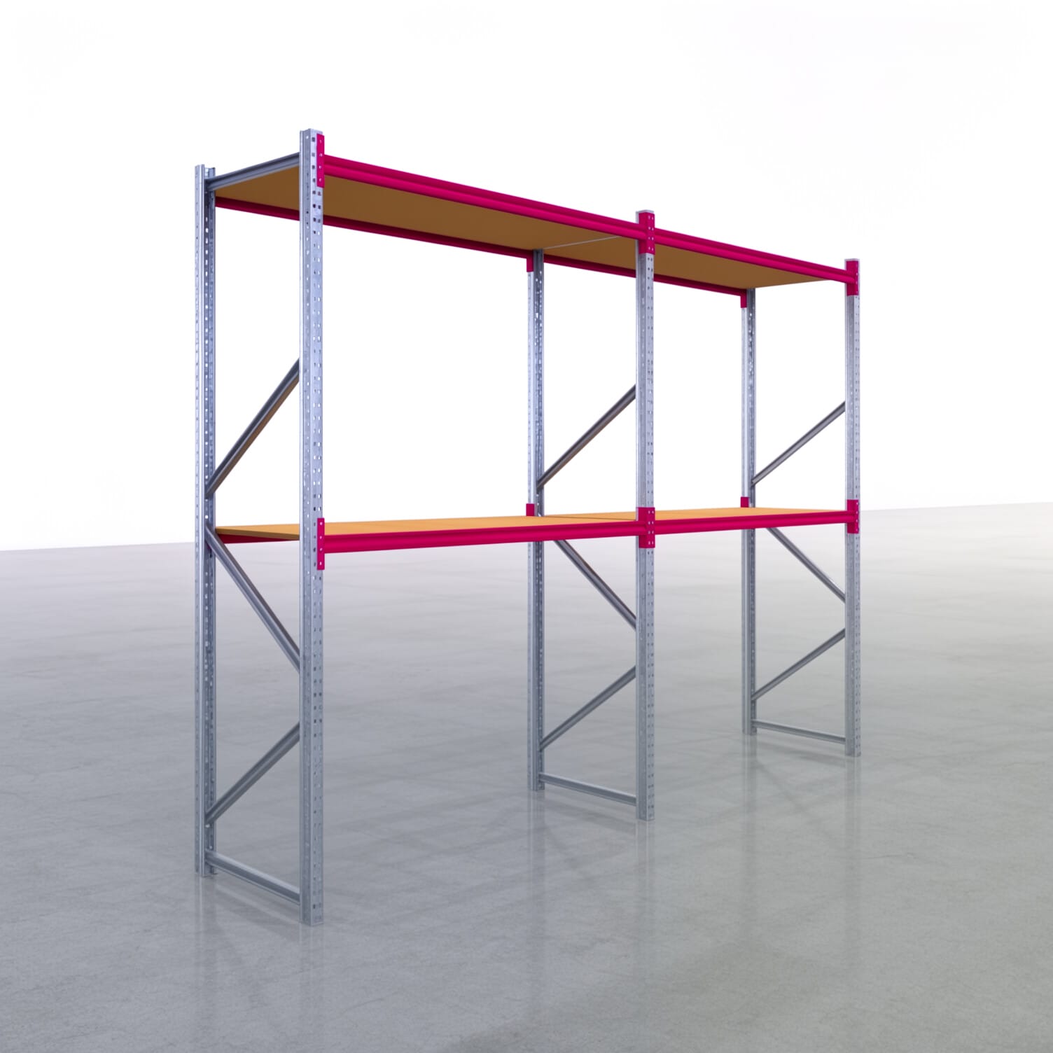 Weitspannregale WSX 5000, H: 3.000 mm, B: 4.177 mm mm, T: 800 mm, Ebenen: 3, Feldbreite: 2.000 mm, Auflage: Spanplatte